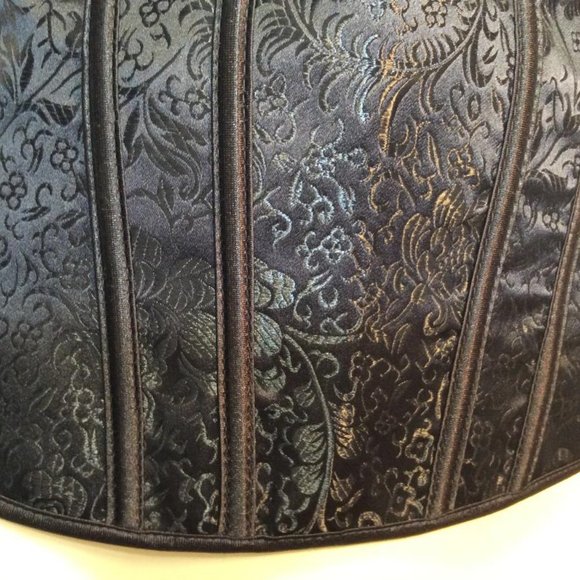 Sexy Lace Up Corset Bustier Black Satiny floral Brocade NWOT Womens Size XL - Picture 12 of 14